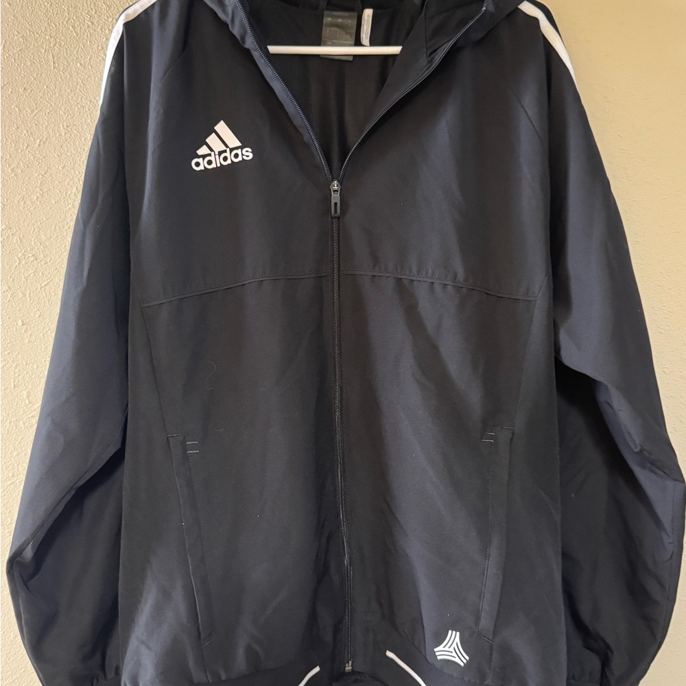 Adidas Jacket Men's Large Black Tango Cage Woven Training Soccer Full Zip
